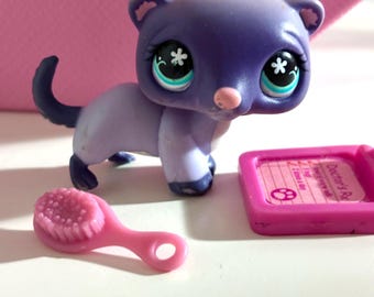 Figurine Littlest Pet Shop LPS #513 - Pieuvre Rose Aux Yeux Bleus Et Noeud Violet - Occasion