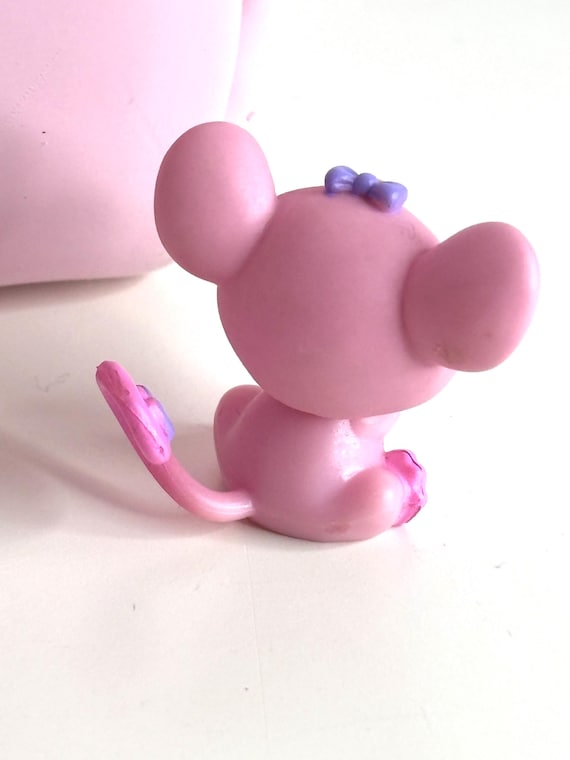 Littlest Pet Shop LPS #303 Pink Mouse Purple Bow Green Eyes Hasbro