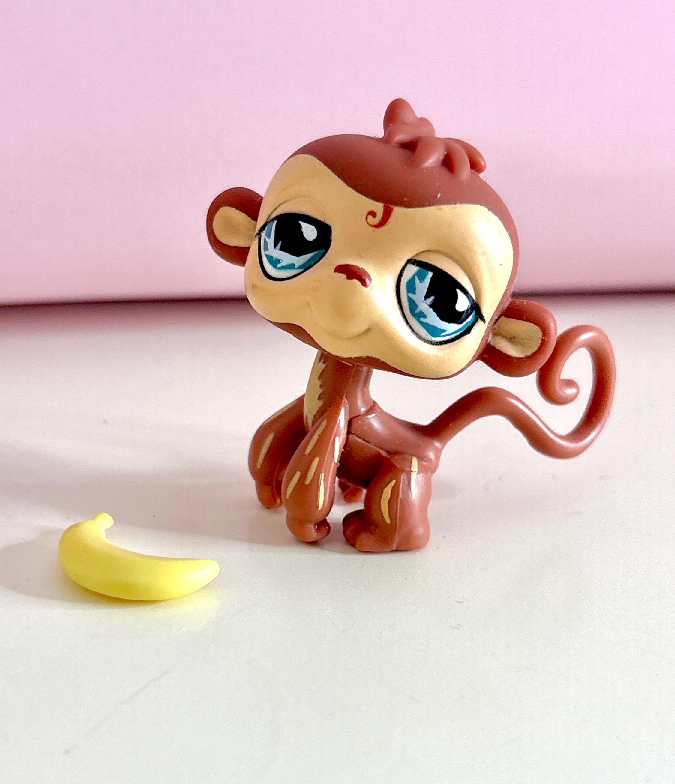 LPS - Littlest Pet Shop - #485 Brown/tan Monkey - Fancy Blue Eyes