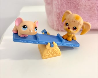 seltene 282 Maus mit 26 Vintage Hund sehen Säge Zubehör Littlest Zooshop authentisch