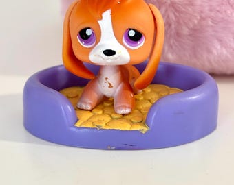 312 Littlest Pet Shop - Perro vintage con ojos morados, auténtico beagle