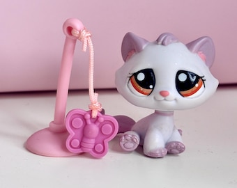 Littlest Pet Shop authentisch #1637 Grau-rosa-Katze, orange Augen