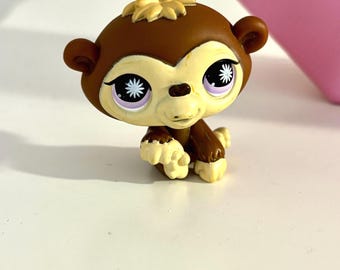 Littlest Pet Shop LPS Schimpanse #1493 Braun mit Lila Augen Hasbro