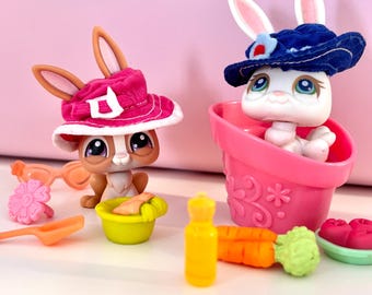 LPS Littlest Pet Shop Gartenhasen #3 & #28 mit Zubehör - Selten
