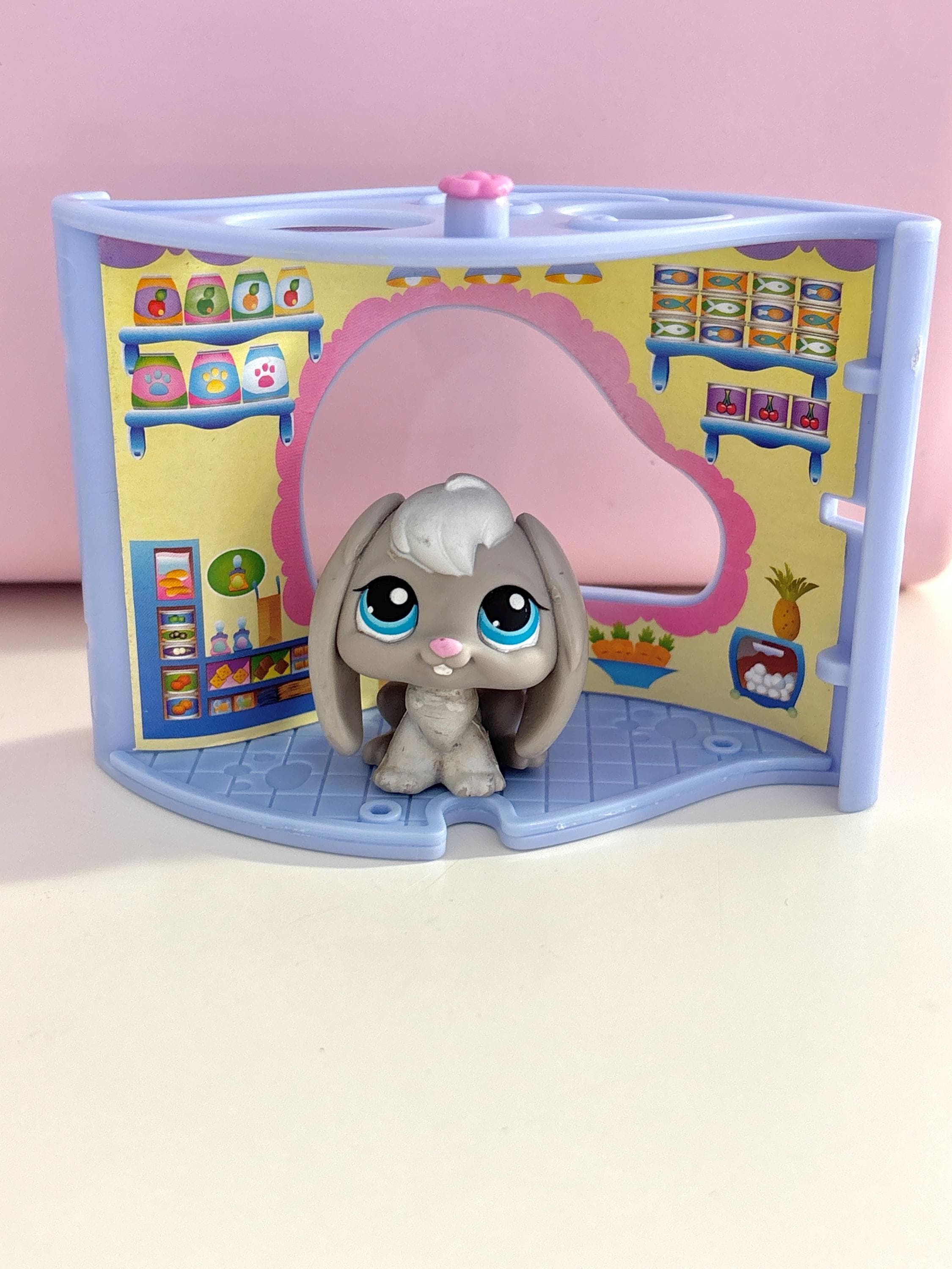 349 Bunny Grey Lop Ear Littlest Pet Shop Vintage Pet Nook Blue