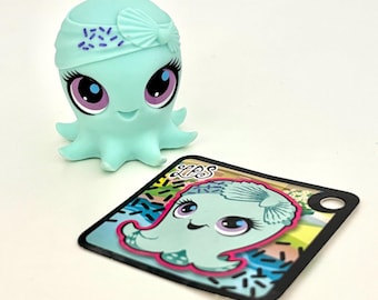 LPS #3103 Pulpo azul claro con tarjeta auténtica de Littlest Pet Shop