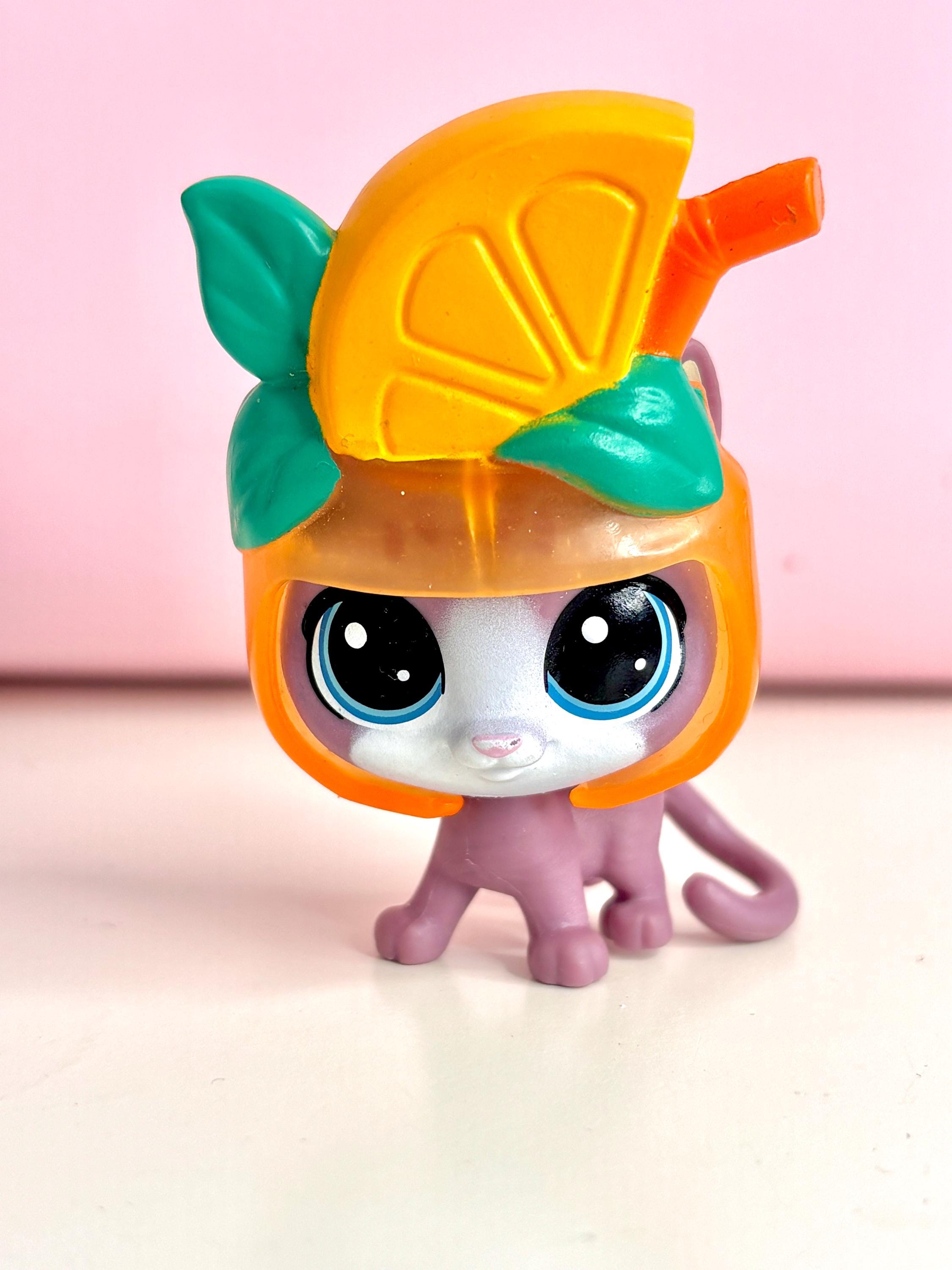 リトルペットショップ Littlestpetshop 猫4 Littlest Pet Shop LPS 4-173 Kitty Cat Orange Lemon Hat Thirsty