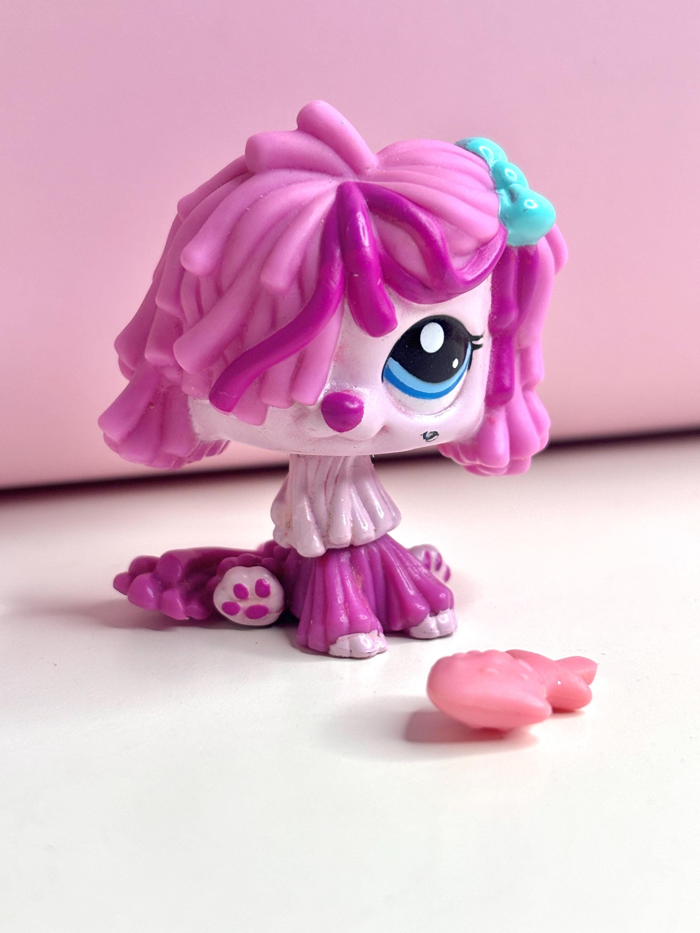 Littlest Pet Shop 2487 LPS Authentic Pink Komondor Mop Dog Teal