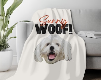 Personalized Pet Face Blanket,Custom Photo Flannel Blanket,Pet Dog Cat Face Blanket,Memorial Keepsake,Dog Cat Face Blanket Gift for Grandma