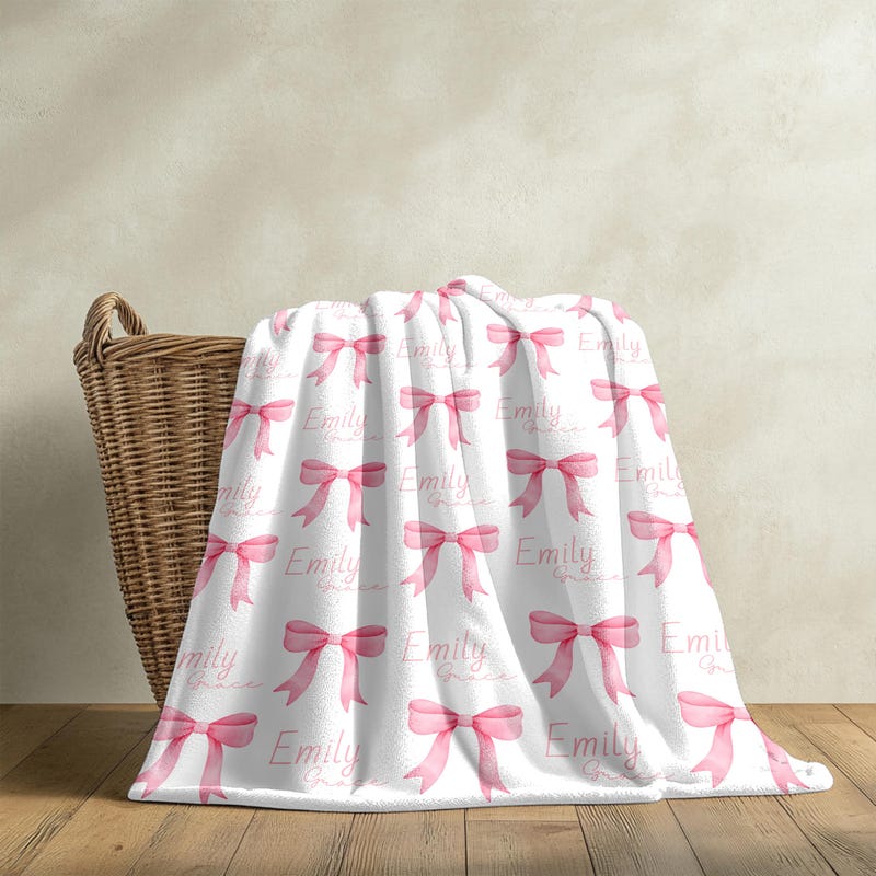 Pretty Pink Bows Receiving Blanket main image 0