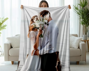 Personalized Photo Blanket,Custom Throw Blanket for Couple,Family Photos Blanket,Anniversary Gift,Wedding Picture Blanket,Mother&#39;s Day Gift