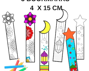 Islamic Coloring Bookmarks: Printable bookmarks. Muslim Gift