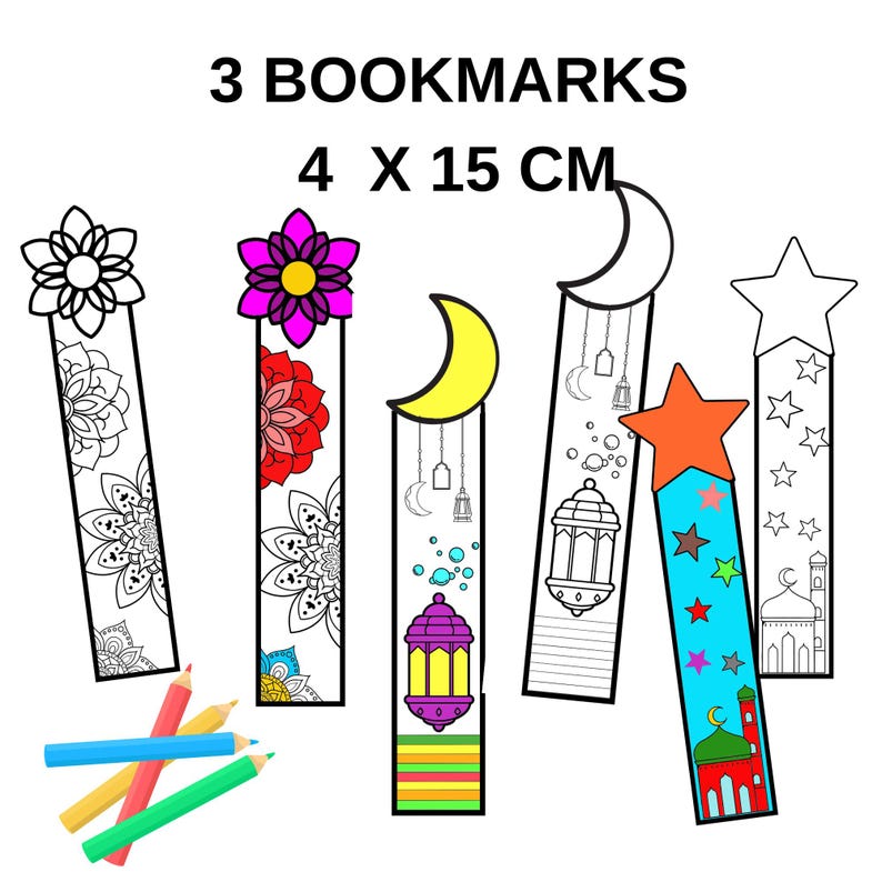 Islamic Pattern Bookmark Islamic Coloring Bookmarks: Printable Bookmarks. Muslim Gift - Etsy