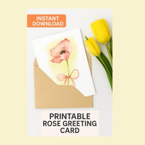 Rose Greeting Card | Floral Note Card | Watercolor Floral Card | Floral Card  | Floral Note Card  | Botanical Art  | Minimalist Floral Card