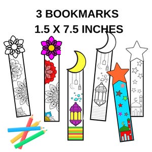 Islamic Bookmarks Printable, Islamic Gift, Printable Bookmarks, Muslim Bookmarks, Colouring Bookmarks, Bookmarks for Kids