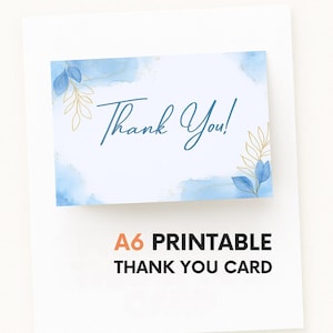 Printable Thank You Card, Floral Thank You Card, Flower Thank You Card, Print At Home  Thanks Card, Thank You Card For Her Digital Download