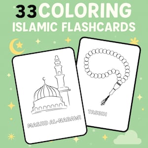 Islamic Coloring Flashcards for Kids: 33 Printable Pages (PDF Download), Islamic activity for kids, ramadan book