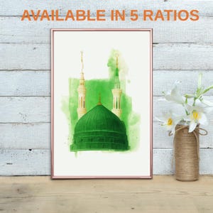 Masjid Nabawi Mosque Wall Art, Islamic Digital Print, Printable Mosque Painting, Madinah Poster, Muslim Home Decor, Muslim Digital Download