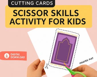 Islamic Scissor Skills Practice: 30 Printable Cutting Cards (PDF Download)