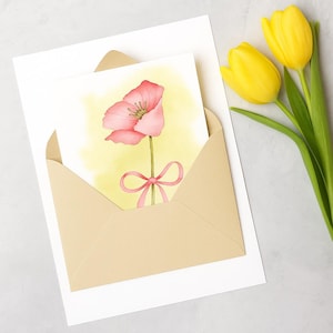 Carte de voeux rose | carte de correspondance florale | carte florale aquarelle | florale | carte de correspondance florale | Art botanique | Carte florale minimaliste