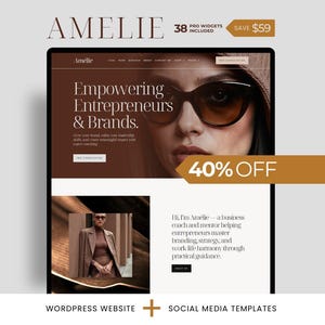 Amelie WordPress Theme: Business Coach Website Template + Social Media Kit