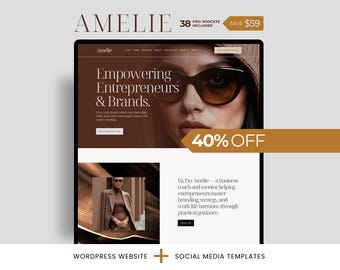 Amelie WordPress Theme: Business Coach Website Template + Social Media Kit