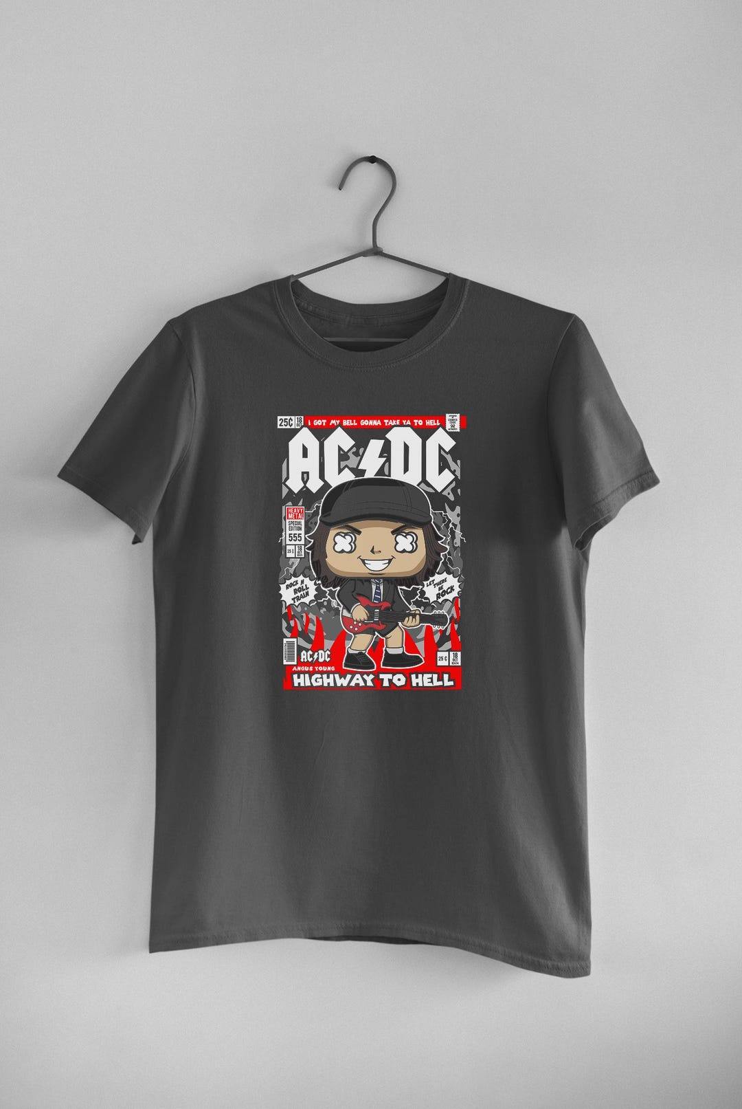 AC/DC Angus Young T-shirt, Hoodie, Sweatshirt, Highway Cartoon Art ...