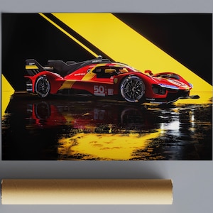Ferrari 499P Le Mans Hypercar Matte Poster - Wall Art for Home Decor, Gift Idea, Fine Art Decor, Racing Car Print, Man Cave Decoration