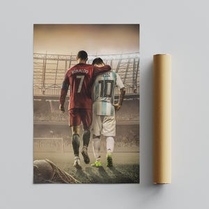 Soccer Posters, Messi Ronaldo Wall Art, Boys Room Decor Gift, Fine Art Prints, Sports Decor, Football Fan Gift, Soccer Player Artwork