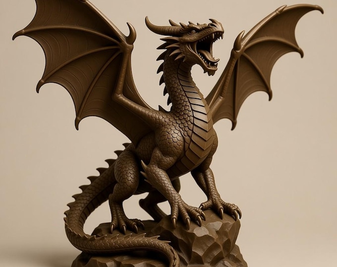 Epic Dragon Statue STL File – 3D Printing Model (Digital Download)