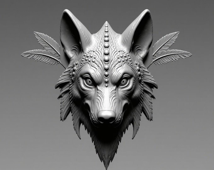 wolf head decor 3D Model STL file for 3D printing