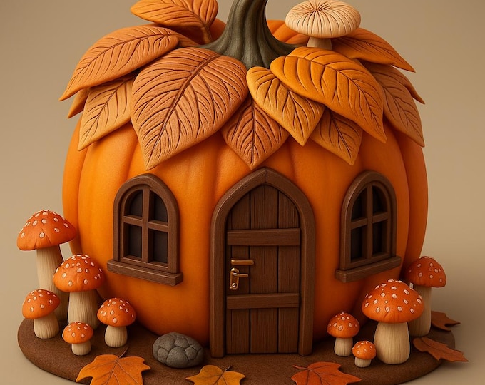 Pumpkin House 3D Model – Detailed STL File for 3D Printers (Digital Download)