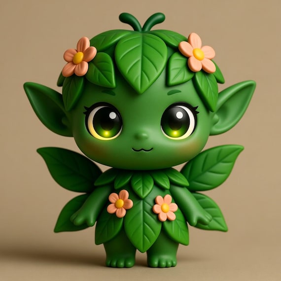 Forest Fairy STL File, Kawaii Elf Figurine (3D Printing) (Digital Download