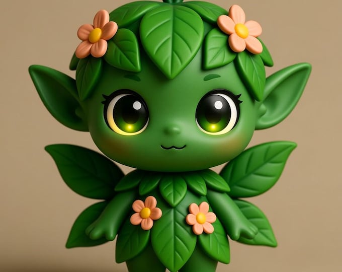 Forest Fairy STL File, Kawaii Elf Figurine (3D Printing) (Digital Download