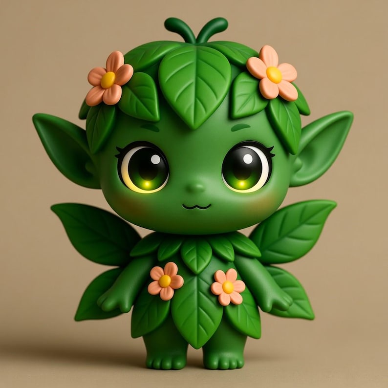 Skogsälva STL-fil, Kawaii Alvfigur (3D-utskrift) (Digital nedladdning) bild 1