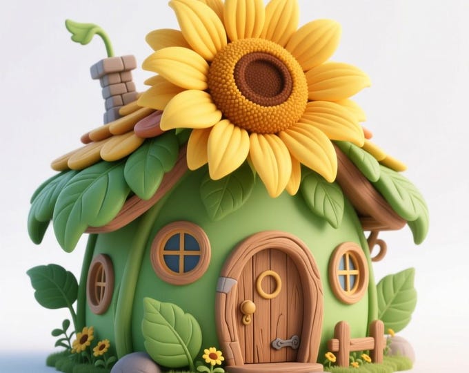 Sunflower Fairy House STL: 3D Printable Cottage (Digital Download)