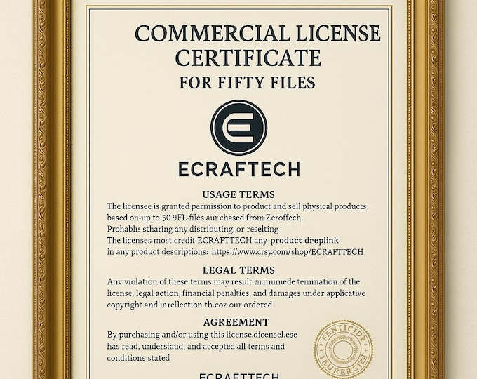 ECRAFTECH Commercial License – 50 STL Files for Physical Product Sales – Credit & Shop Link Required
