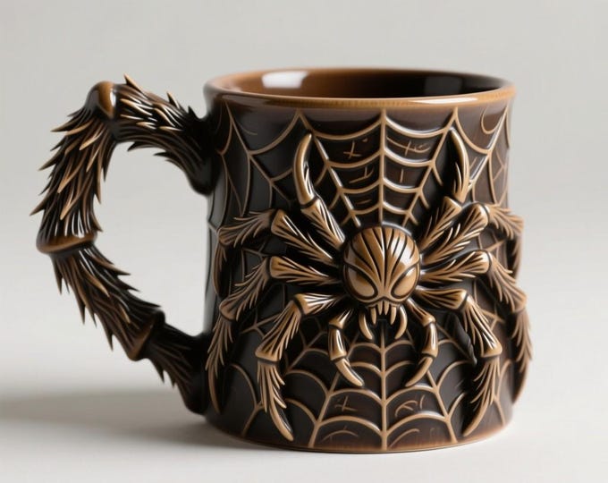 Spider Mug STL File: 3D Printing Model (Digital Download