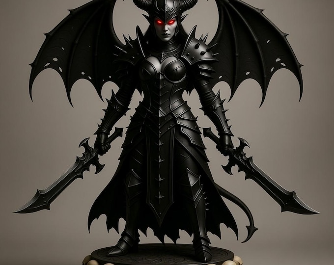 Dark Demon Warrior STL File • Gothic Female Fighter 3D Print