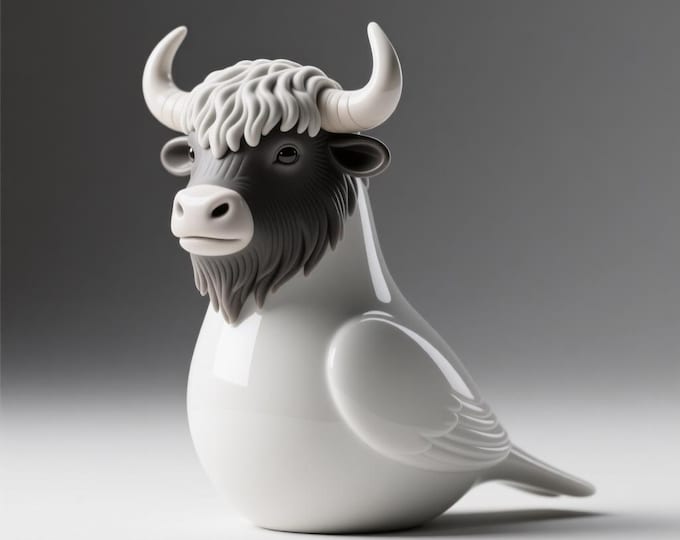 Yak-Bird Hybrid Figurine STL – Fantasy Animal 3D Print File