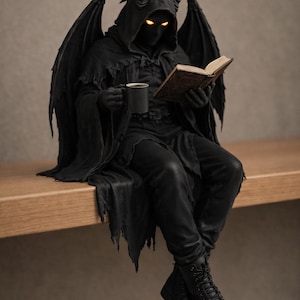 Dark Winged Dämon Figur, Gothic lesen Teufel Figur, 3D gedruckt Fantasy-Dekor, Regal sitzen Sammlerstück Statue