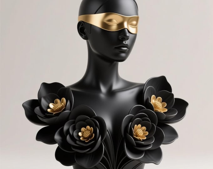 Masked Woman Floral Bust STL – 3D Printing Digital File