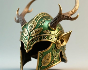 Casco de asta vikingo, archivo STL 3D: cosplay de guerrero nórdico (descarga digital imprimible)