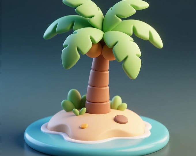 3D Tropical Island Model – STL File (Digital Download)