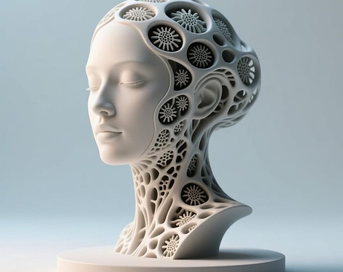 Geometric Woman Bust Sculpture: 3D Printed PLA Art Decor