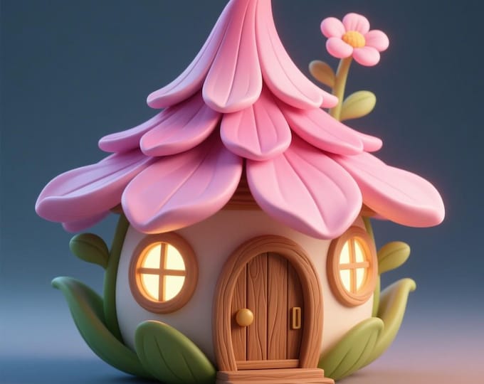 Flower House 3D Model: Detailed STL File for 3D Printing