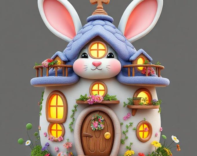 3D Printed Rabbit House STL Model – Whimsical Bunny Home (Digital Download)