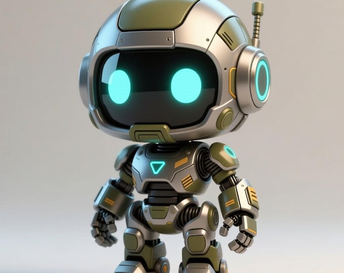 Chibi Robot Figurine STL: 3D Printable Cyberpunk Mech Model (Digital Download)