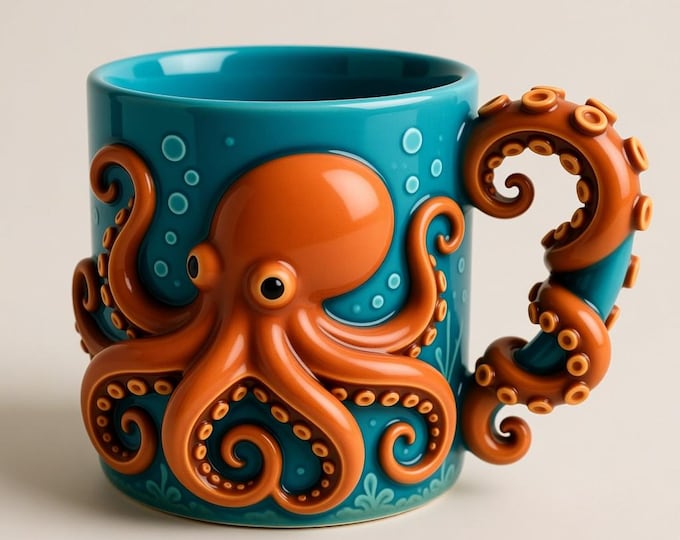 3D Model Octopus Mug: High-Detail STL File (Digital Download)