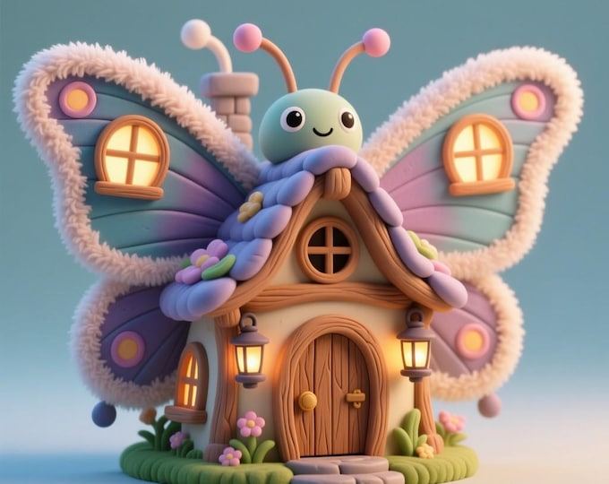 3D Printable Butterfly Fairy House STL • Fantasy Garden Decor (Digital Download)